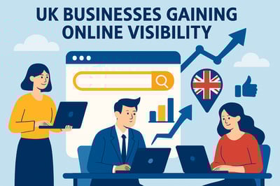 Illustration of UK businesses gaining online visibility Illustration of UK businesses gaining online visibility